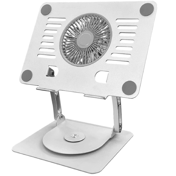 Gaming Laptop Cooling Pad with 360 Rotation Base, Ergonimic Aluminum Laptop Cooling Stand with 3 Speed Fan, Adjustable Height Laptop Cooling Pad for 10-17.3'' Notebook - Silver