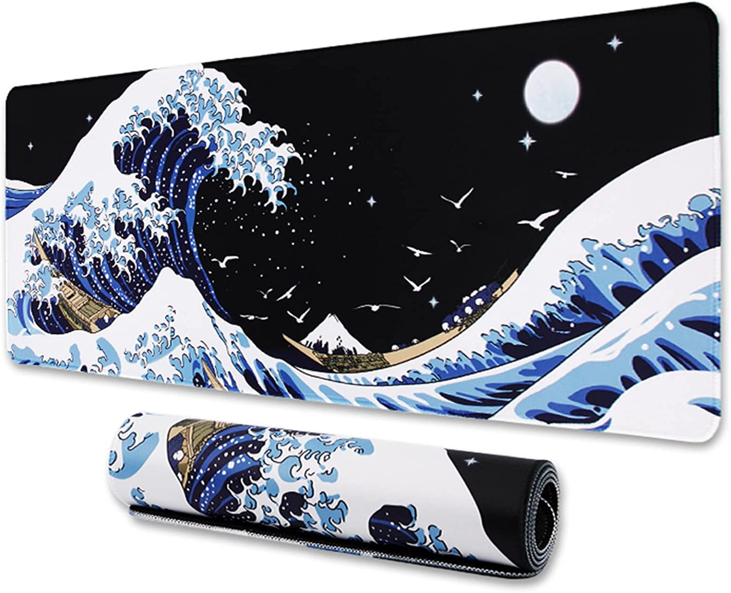 STOPERT XL Gaming Mouse Pad, Japanese Sea Wave, Non-Slip