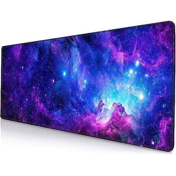 Gaming Large Mouse Pad with Stitched Edges, Purple Galaxy Desk Mat, Extended Keyboard Pad, Non-Slip Rubber Base Desk Pad for Keyboard and Mouse, 31.5X11.8 inch