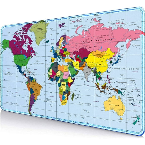 Gaming Large Mouse Pad for Desk 35.4“ x 15.7 ", Big Size Modern World Map Mouse Pads, Long Non-Slip Rubber Base Computer Mousepad for Full Desk Mat