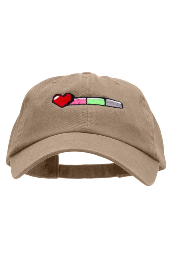 Gaming Life Bar Embroidered Low Profile Dyed Washed Caps - Khaki OSFM