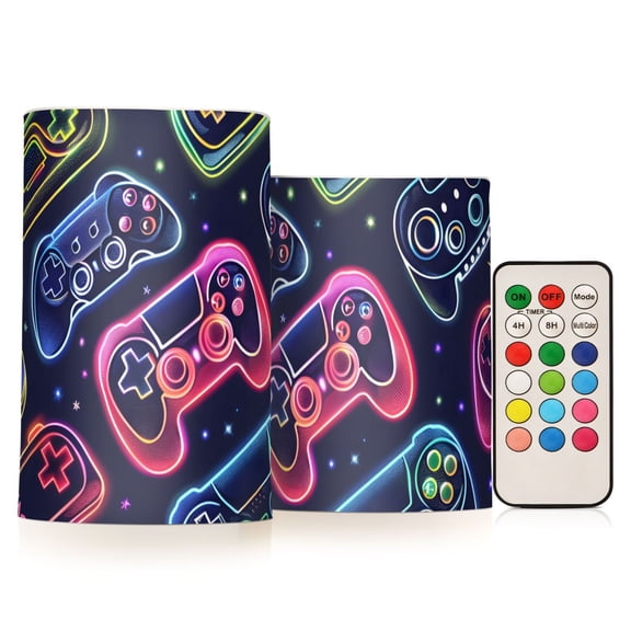 Gaming Machines Multicoloured Flameless CandlesLED Lights Battery Operated Candles with Remote and Timers Flicker Lights Votive Set of 2