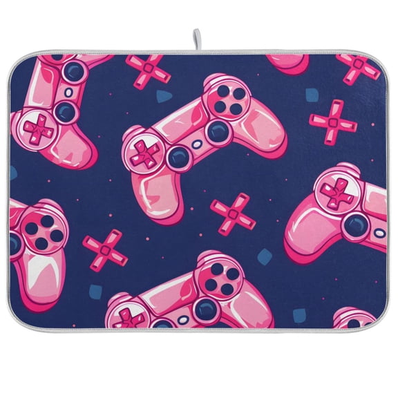 Gaming Machines Pink Dish Drying Mat Dish Drainer Rack Mats Water Absorbent Non-Slip Easy Clean Heat Resistant for Kitchen Counter