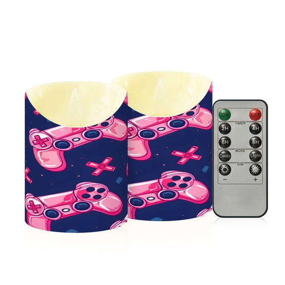 Gaming Machines Pink Flameless Candles Battery Operated LED Lights Battery Operated Remote Set of 2