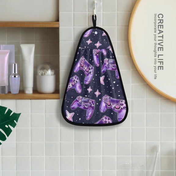 Gaming Machines Purple Hanging Towel Kitchen Hand Towel Bathroom Absorbent Towel Machine Washable Quick Dry Dishcloths