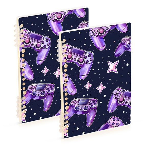 Gaming Machines Purple Ring Binder Notebook Journey Note Diary College Ruled Spiral Notebook Study Loose Leaf Paper A5 60 Pages