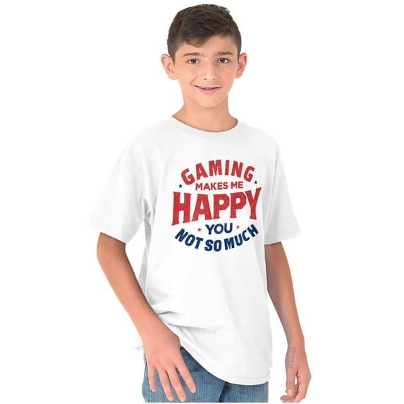 Gaming Makes Me Happy Crewneck T Shirts Boy Girl Teen Brisco Brands XS