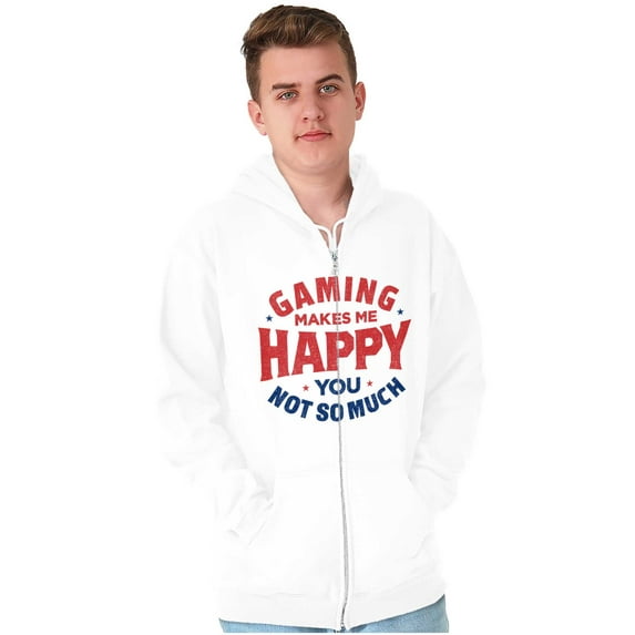 Gaming Makes Me Happy Unisex Fleece Graphic Zip Up Hoodie Brisco Brands 3X