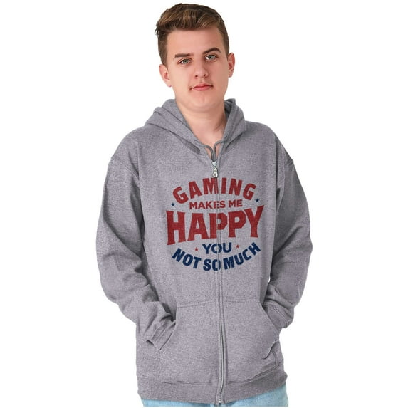 Gaming Makes Me Happy Zip Up Hoodie Men's Women's Brisco Brands L