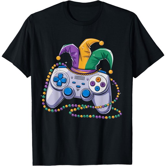 Gaming Mardi Gras Video Game Controller Jester For Boys Men T-Shirt New Orleans Celebration T-Shirt, Mardi Gras Must-Have, Parade Style