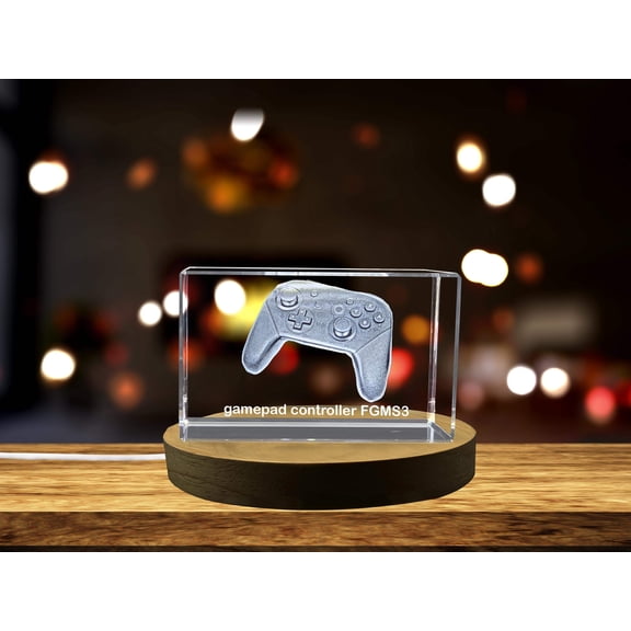 Gaming Mastery: 3D Engraved Crystal Gamepad Controller A&B Crystal Collection
