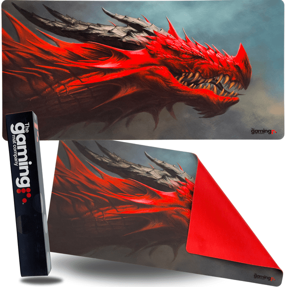 The Gaming Mat Company Single Player MTG Playmat & Gaming Mouse Pad - 28" x 14" Dragon Head Gaming Mousepad Compatible with MTG Cards Gaming Mouse Mat Large Mouse Pad