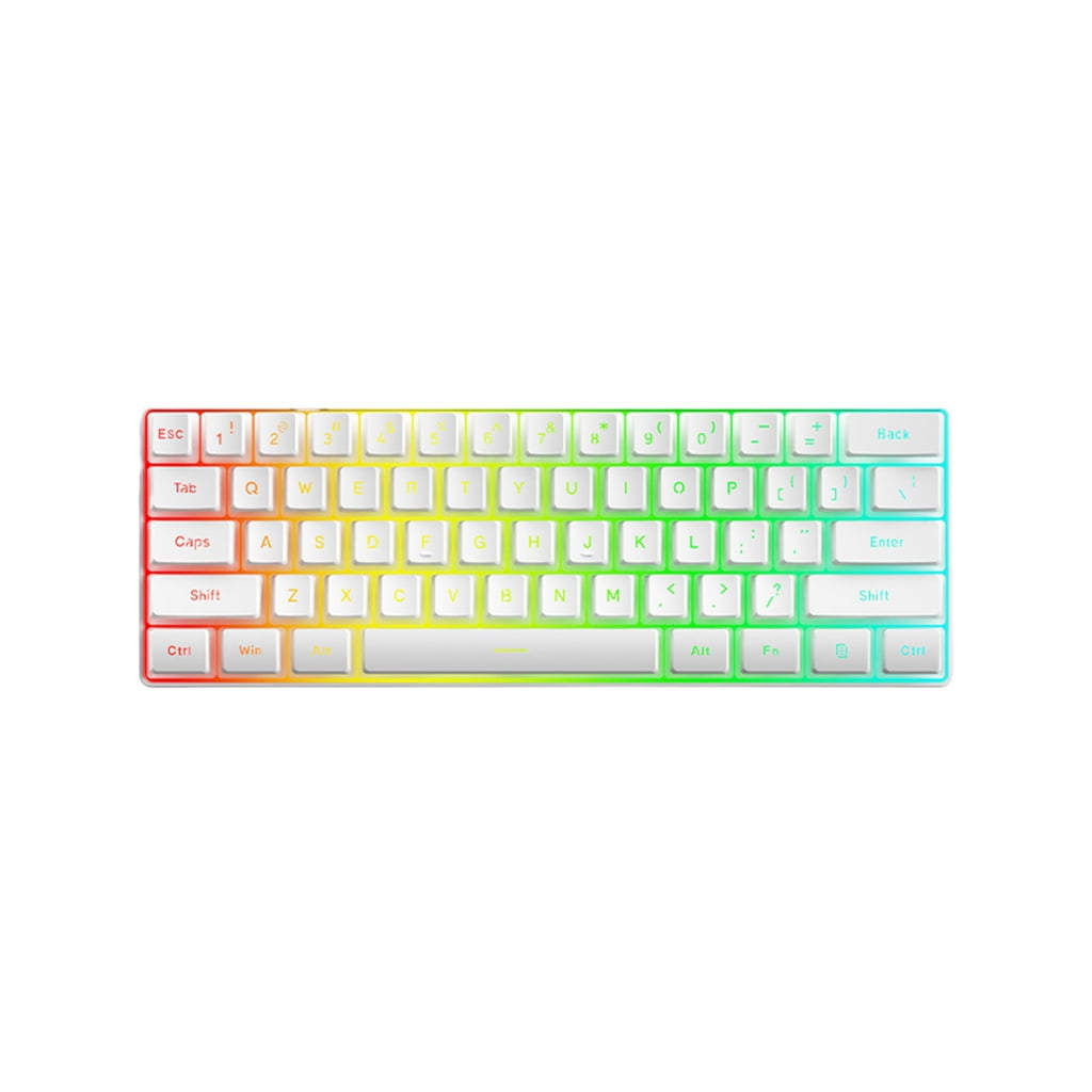 Mechanical Gaming Keyboard LED Backlit Keycap Keyboard 61 Keys Corded Computer Keyboard for Laptop PC Gamer Office Work