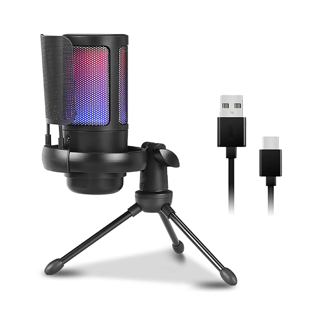 Gaming Microphone Adjustable Color Lighting 192kHz for Streaming Podcast Recording Singing PC Laptop Condenser Mic