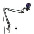 thumbnail image 1 of Gaming Microphone USB Microphone Set for PC Condenser Mic Gain Control Colorful Atmosphere Lighting with Anti-spray Net and Arm Stand Plug and Play for Streaming Podcast Recording, 1 of 9