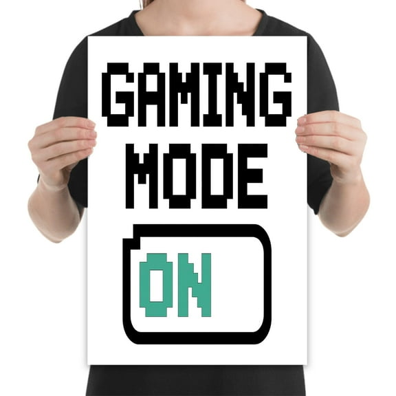 Gaming Mode On Poster for Gamers, 8-Bit Decor for Stream Rooms and Game Dens