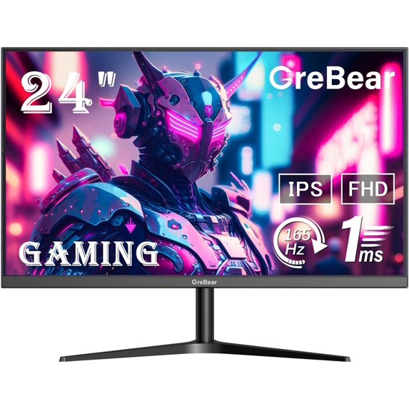 Gaming Monitor 24 Inch 165Hz FHD 1080P IPS Screen 1ms(GTG) Home Office Computer Display, FreeSync Technology, 100% sRGB, HDR, HDMI, DP, Tilt Adjustable, 100×100 mm VESA