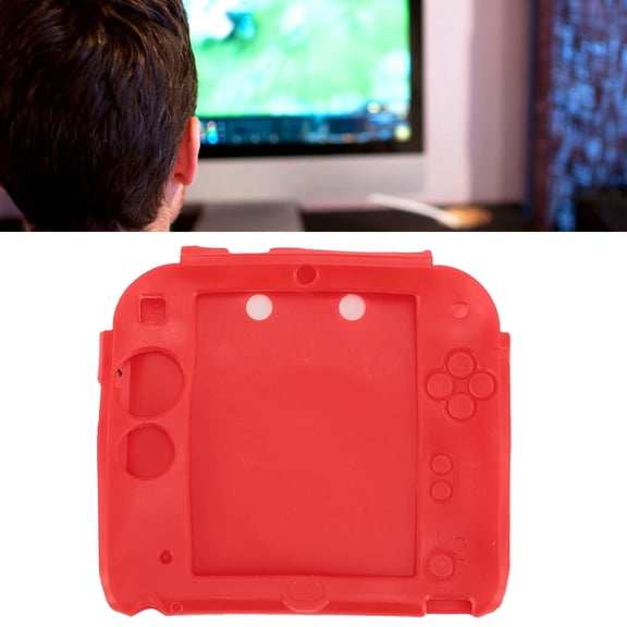 Gaming Monitor Handheld Game Console Silicone Cover, Scratch Resistant Portable Game Console Soft Silicone Cover with Top Bottom Screen Protector for Daily Use Red