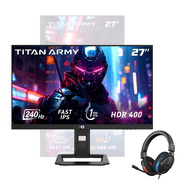 TITAN ARMY P2710S 27 Gaming Monitor, 2K Fast IPS, 240Hz Computer Monitor with 10 Game Scenarios, 1ms GTG, HDR 400, Adaptive-Sync, PBP & PIP Split-screen Mode, Wall Mounting, Rotating Stand