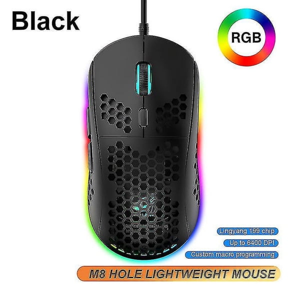 Gaming Mouse, Honeycomb Hollow Design Ergonomic Wired Mouse With Backlight,rgb Gaming Mouse