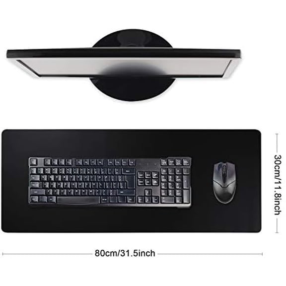 Gaming Mouse Mat/Mouse Pad 31.5x11.8x0.12Inch | XXL mouse pad | table mat/large size | improved precision and speed | rubber base for stable Grip on smooth surfaces non-slip (80x30 Black)