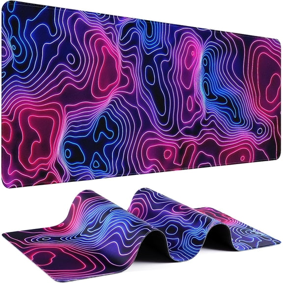 Gaming Mouse Pad - (31.5"×11.8") Topographic Large Mouse Pads for Desk - Desk Mat for Keyboard and Mouse with Non-Slip Base, Desks Pad Matfor Game/Office & Home