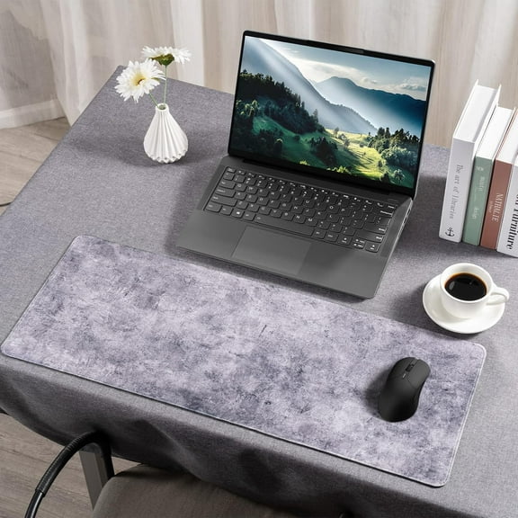 Gaming Mouse Pad 31.5 x 11.8 in Grey Green Mouse Mat with Anti-Slip Rubber Base, Waterproof Computer Keyboard Pad Mat for Esports Pros/Gamer/Desktop/Office/Home