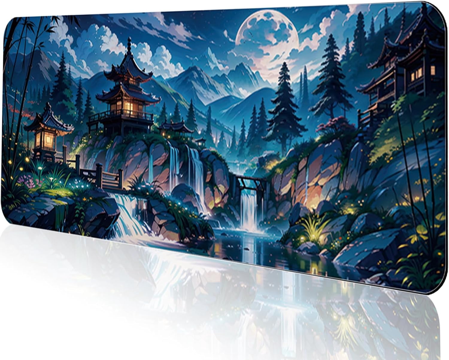 Gaming Mouse Pad 31.5x11.8 inch XL Large Extended Mouse Pad, Big Mousepad Desk Mat for Computer with Non-Slip Rubber Base and Stitched Edge-Blue Moon