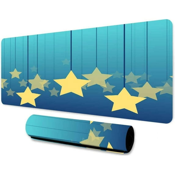 Gaming Mouse Pad 31.5x11.8x0.12 Inches Cartoon Fantasy Starry Sky Star Pattern Print Mouse Pad for Home Office Gaming Workbench BDLSMN19