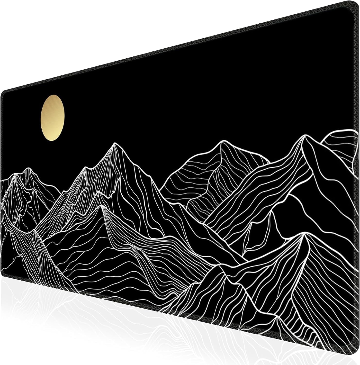 Gaming Mouse Pad (35.4x15.7 in), Large Stable Rubber Base Mousepad with Stitched Edges, Keyboard Mouse Mat Desk Pad for Work, Game, Office, Home (Mountain-White)