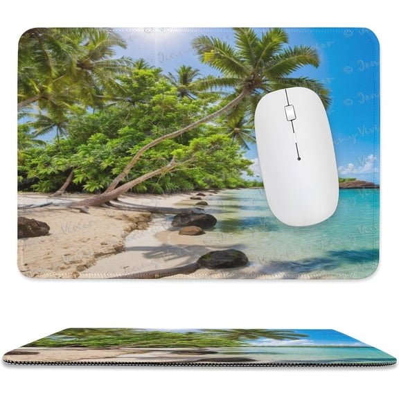 Gaming Mouse Pad, 8x10 inch,Shore Palms Tropical Beach Mouse Mat Design Computer Desk Stationery Accessories Mouse Pads for Gift Support Wired Wireless or Bluetooth Mouse A1