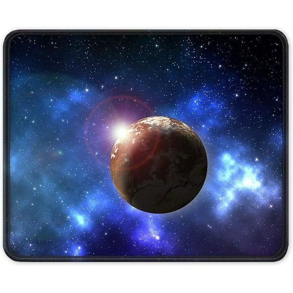 Gaming Mouse Pad, Anti Slip Planet Mouse Mat for Desktop, Computer, PC and Laptops, Customized Star Mouse Pad for Office and Home, Stitched Edge, Waterproof, Rectangle 10.2 x 8.3 Inch, Blue