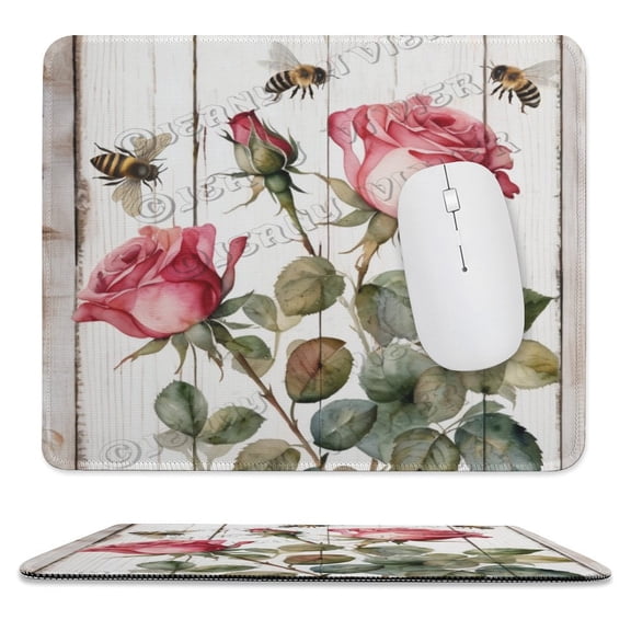 Gaming Mouse Pad, Beautiful Rose Flower Rectangle Mouse Pad, Stitched Edge,Funny Office Presents, Size 10"x12"