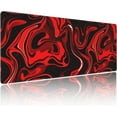 thumbnail image 1 of Gaming Mouse Pad Black Red Fluid Marble Non-Slip Rubber Base Extended Mousepad with Stitched Edges Keyboard Computer Laptop Mat for Gamer Desktop Office Home 31.5 x 11.8 in, 1 of 6