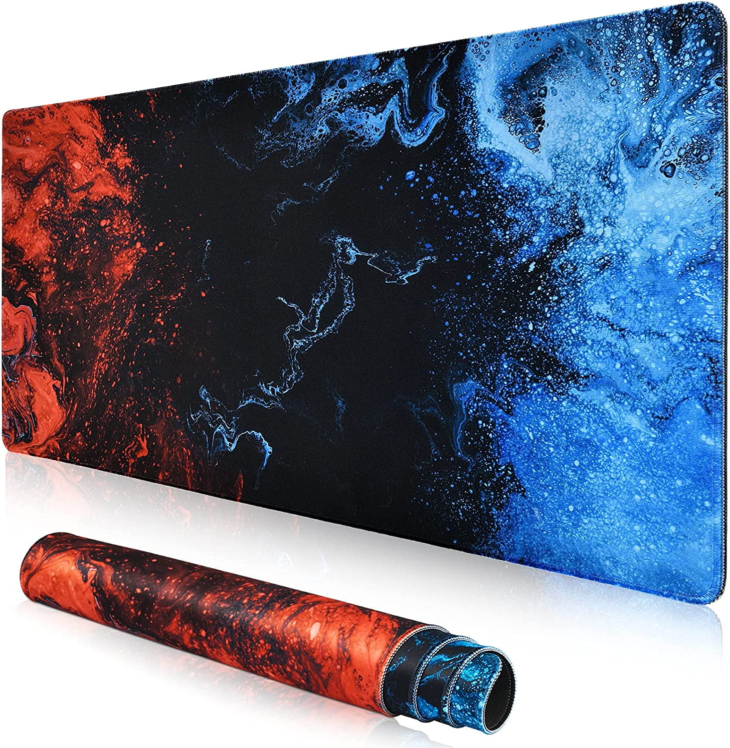 Gaming Mouse Pad, Blue Large Mouse Pad Gaming 31.5×15.75In, Large Mouse Pads, Long Big Mouse Pad XL Mouse Mat with Non-Slip Base, Extended Keyboard Mouse Pad Desk Pad for Computer (Blue)
