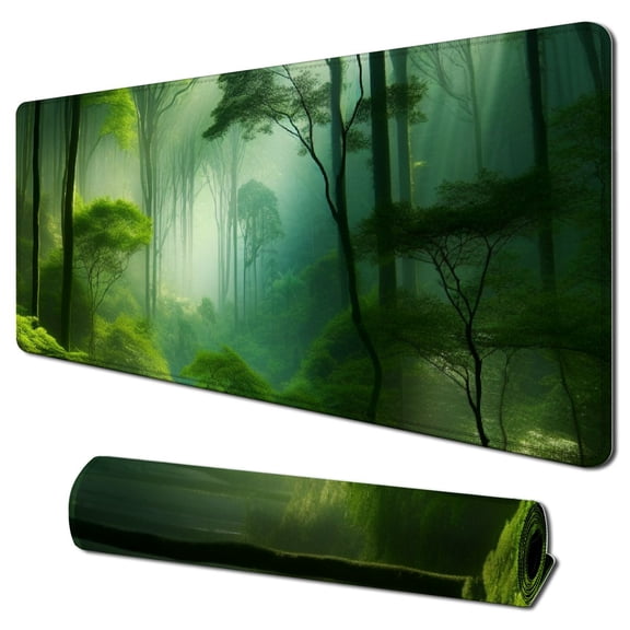Gaming Mouse Pad Custom,Autumnal Pathway in The with Mist in The Distance Wilderness Scene Non-Slip Thick Rubber Large Mousepad