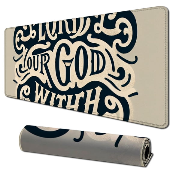 Gaming Mouse Pad Custom, Christian Bible Verses Scripture Quotes Pink Flowers Art - Be Strong and Courageous God Be with You