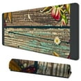 thumbnail image 1 of Gaming Mouse Pad Custom Design, Background with Hand Drawn Floral Wreath Image on Rustic Wood, 1 of 6