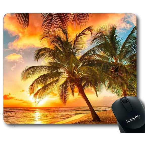 Gaming Mouse Pad Custom,Paradise Beach with Palm Trees Mouse pad 9.5 X 7.9 Inch (240mmX200mmX3mm)