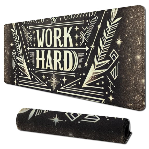 Gaming Mouse Pad Custom, Stay Positive Work Hard and Make It Happen Inspirational Quotes Mouse pad Art Rose Gold and Silver Glitter Black Quote