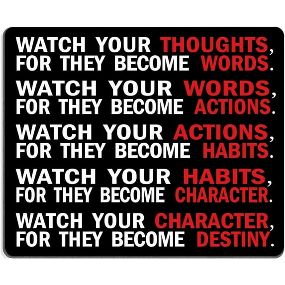 Gaming Mouse Pad Custom,Watch Your Thoughts Motivational Words Quotes Mouse pad 9.5 X 7.9 Inch (240mmX200mmX3mm)
