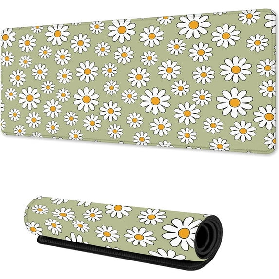 Gaming Mouse Pad,Cute Daisy Flowers Mouse Pad Non-Slip Rubber Base Desk Mat, Large Extended Mousepad Protector for Home Office 31.5 x 15.7 in
