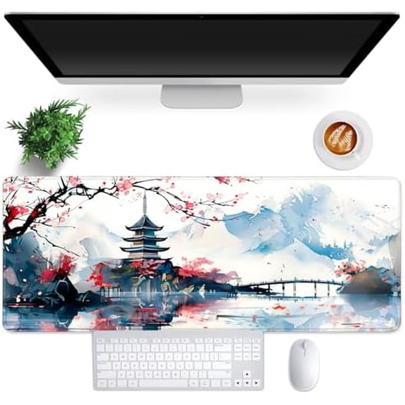 ® Gaming Mouse Pad for Desk,Large Cherry Blossom Mousepad Laptop,Japanese Anime Mouse Mat,Long XXL Waterproof Keyboard Pads,Big Non-Slip Mousepads for Game Office Home（31.5 x 11.9 in）