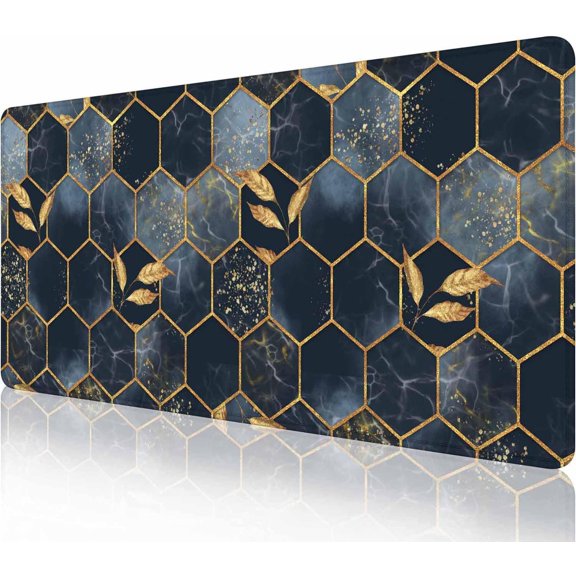 Gaming Mouse Pad Desk Pad,Extended Big Mouse Pad,31.5x11.8 Inch Long Computer Keyboard Mouse Mat Mousepad with Non-Slip Base and Stitched Edge for Gaming and Office Hexagon