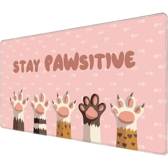 Gaming Mouse Pad, Desk Pad with Non-Slip Base Extended Large Mouse Pad XXL Keyboard Mouse Pad Desk Mat On Top of Desks for Work, Game, Office, Home - Cat Paw (31.5x15.7 in)
