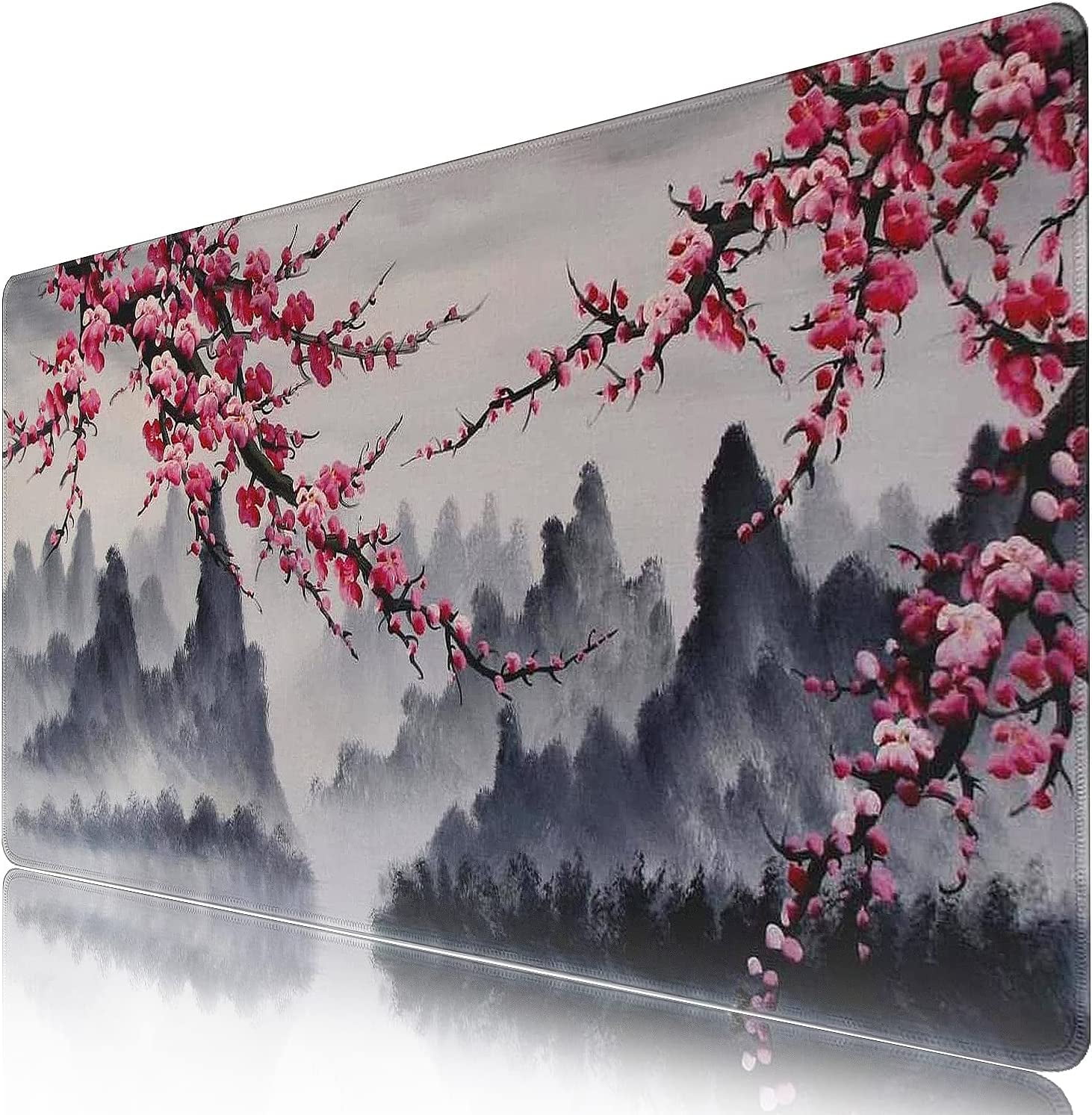 Gaming Mouse Pad, Desk Pad with Non-Slip Base Extended Large Mouse Pad XXL Keyboard Mouse Pad Desk Mat On Top of Desks for Work, Game, Office, Home - Japanese Cherry Blossom (31.5x15.7 in)
