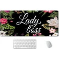 thumbnail image 1 of Gaming Mouse Pad, Extended Mouse Pad, 35.4x15.7inch XXL Large Big Computer Keyboard Mouse Mat Desk Pad with Non-Slip Base and Stitched Edge for Home Office Gaming Work, Floral Boss Lady, 1 of 6