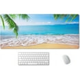 thumbnail image 1 of Gaming Mouse Pad, Extended Mouse Pad, 35.4x15.7inch XXL Large Big Computer Keyboard Mouse Mat Desk Pad with Non-Slip Base and Stitched Edge for Home Office Gaming Work, Tropical Palm Tree Beach, 1 of 6
