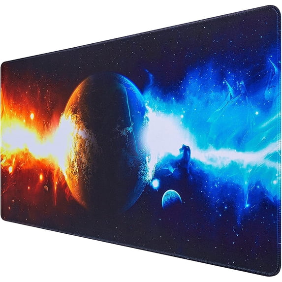 Gaming Mouse Pad, Extended Mouse Pad, XXL Large Big Computer Keyboard Mouse Mat Desk Pad with Non-Slip Base and Stitched Edge for Home Office Gaming Work, 31.5x15.7x0.12inch(Ice and Fire)\u2026