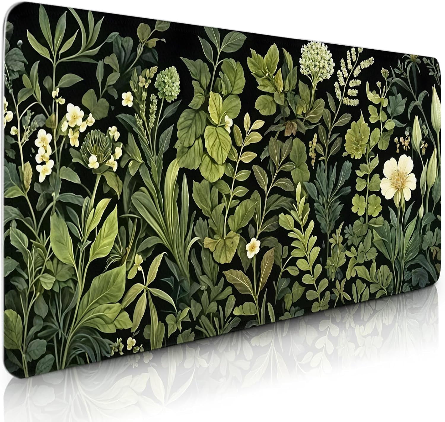 Gaming Mouse Pad Flower Botanical Extra Large, Oversized VintageFloral Plant Mousepad Non-Slip Base Stitched Edges, Long Desk Mat for Keyboard Mouse 15.7”x 34.7”XXL Gift for Christmas, for Women Men